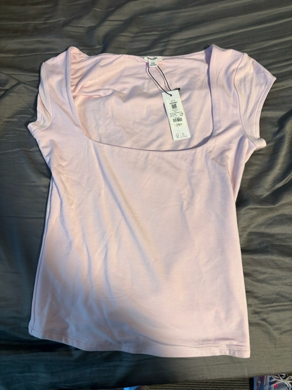 Garage NWT Square Neck Short Sleeve Top - Light Pink